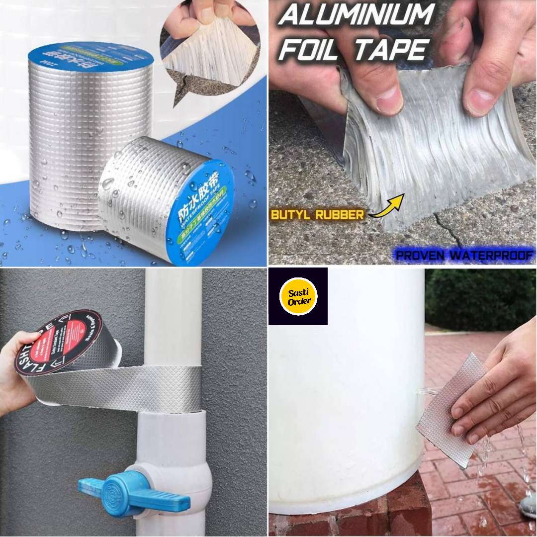 Roll of Aluminium Foil Tape featuring a shiny, metallic surface, suitable for various sealing, insulation, and repair applications in both professional and DIY projects.