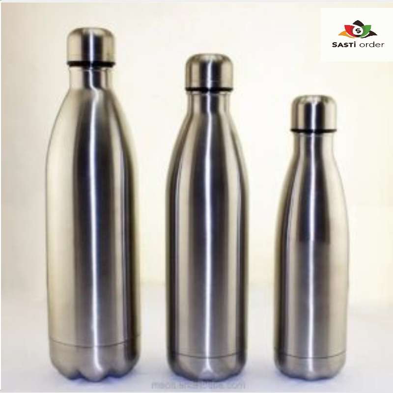 A Steel Insulated Bottle showcasing a sleek, durable design with double-wall insulation. The bottle is depicted in a modern finish, emphasizing its high-quality stainless steel construction. It features a leak-proof screw-on lid and a wide mouth opening for easy filling and cleaning, ideal for maintaining beverage temperatures for hours. Perfect for outdoor activities, workouts, or daily hydration.
