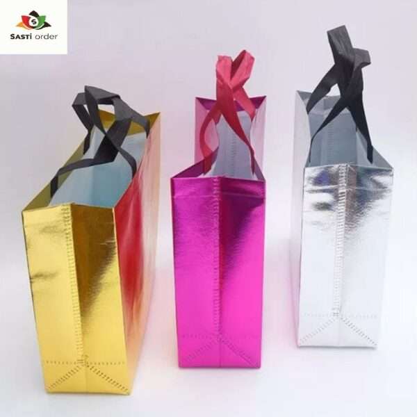 A set of Perfect Diwali Goody Bags featuring vibrant colors and traditional patterns. Each bag is filled with an assortment of festive treats, including sweets, snacks, and dried fruits, alongside decorative items like candles or festive decorations. The eco-friendly bags are ideal for gifting during Diwali celebrations, showcasing the spirit of the festival and spreading joy to friends and family.