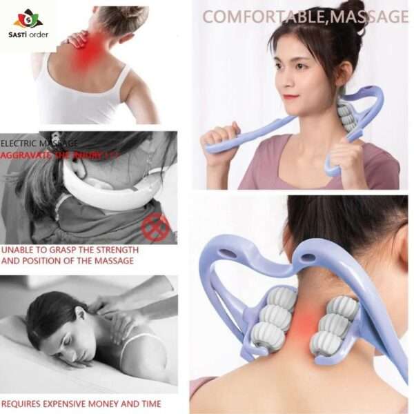 Manual Neck Massager with dual rollers and ergonomic handles for effective muscle relief.
