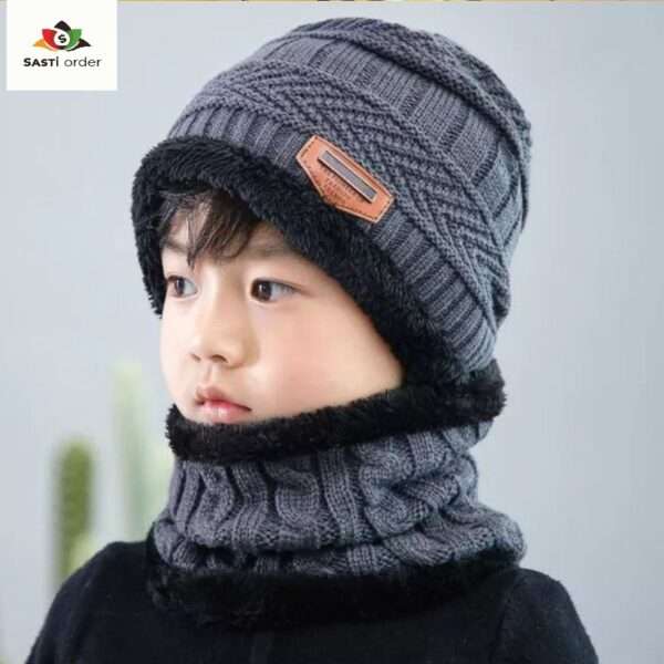 Windbreak Neckerchief Hat providing protection from wind and cold, wearable as a neckerchief, hat, or face mask