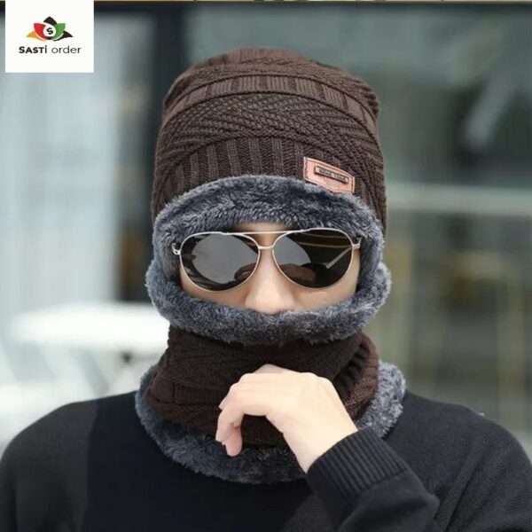 Windbreak Neckerchief Hat providing protection from wind and cold, wearable as a neckerchief, hat, or face mask