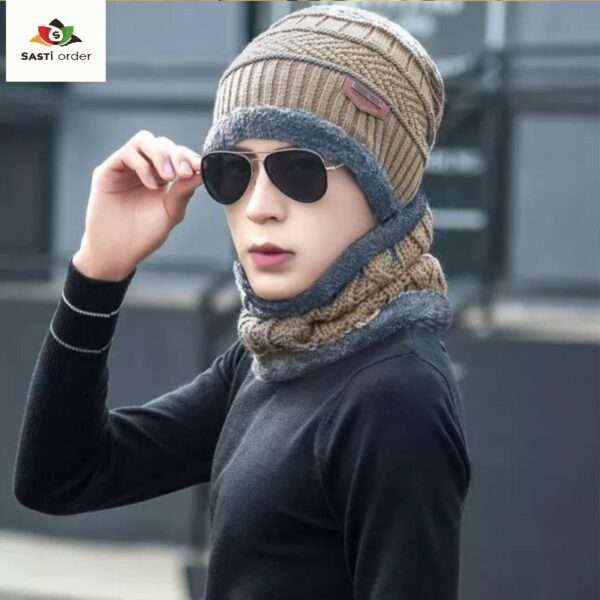 Windbreak Neckerchief Hat providing protection from wind and cold, wearable as a neckerchief, hat, or face mask.