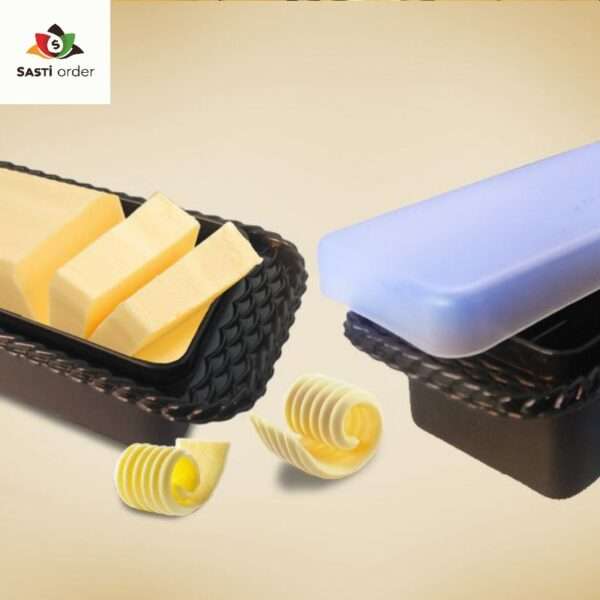 Stylish butter case with a tight-fitting lid, designed to keep butter fresh and easily accessible, made from durable materials for long-lasting use.