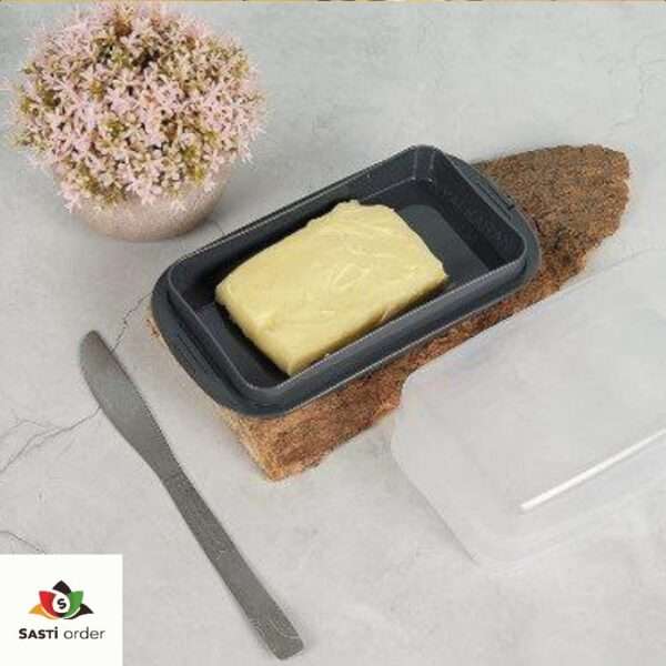 Stylish butter case with a tight-fitting lid, designed to keep butter fresh and easily accessible, made from durable materials for long-lasting use.