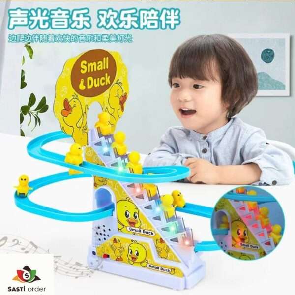Colorful Duck Slide Toy Set featuring sliding ducks and interactive elements, designed for children's play and development.