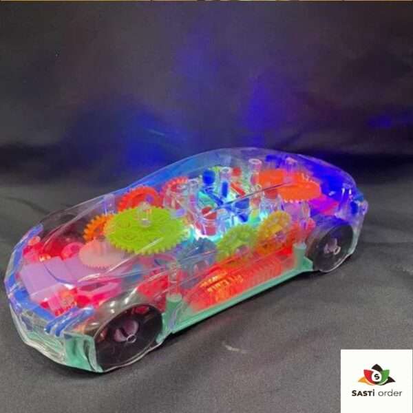 Musical LED Racing Car with bright flashing lights and fun music, designed for fast-paced racing and interactive play for kids.