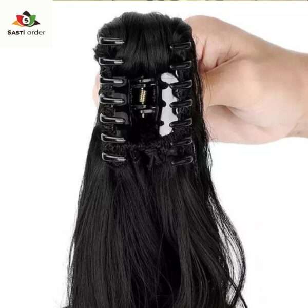 Claw clip hair extensions ponytail in various colors and lengths, designed for easy attachment and stylish volume enhancement.