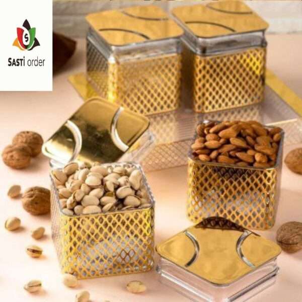 Unbreakable dry fruit storage box with multiple compartments and an airtight lid, designed for durable and stylish food organization.