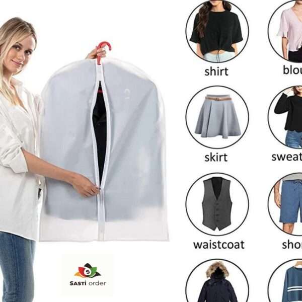 White Clear PVC Plastic Garment Bags With Zipper Suit Bag - Image 2