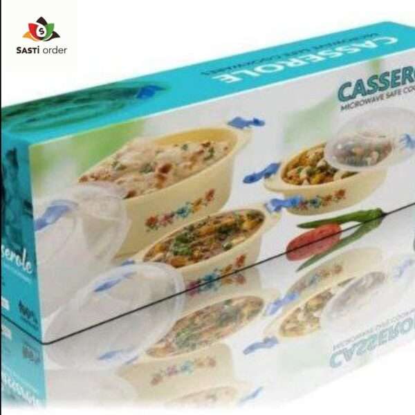 A durable Casserole Microwave dish with a tight-fitting lid, placed in a microwave, showcasing its heat-resistant design and ability to lock in moisture while cooking or reheating meals.