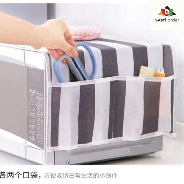 Microwave Oven Top Cover measuring 85×35 cm, featuring a decorative design that protects against dust and spills.