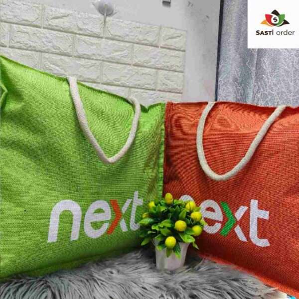 Jute Next Shopping Bag filled with groceries, emphasizing its durability and versatility.