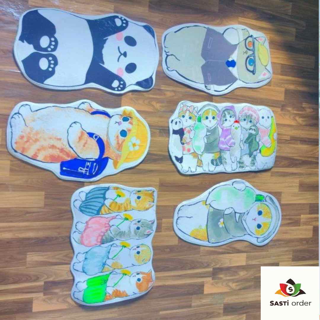 Soft and cozy small cartoon living mat with non-slip backing for safe use in nurseries and living spaces