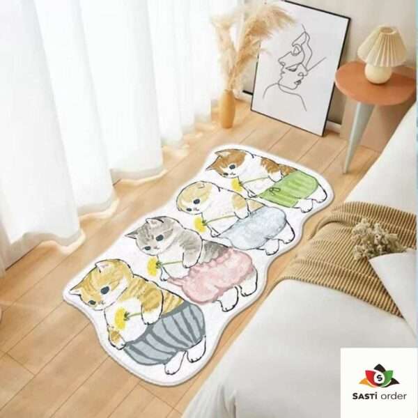 Adorable small cartoon living mat with soft cushioned surface, perfect for kids’ playrooms