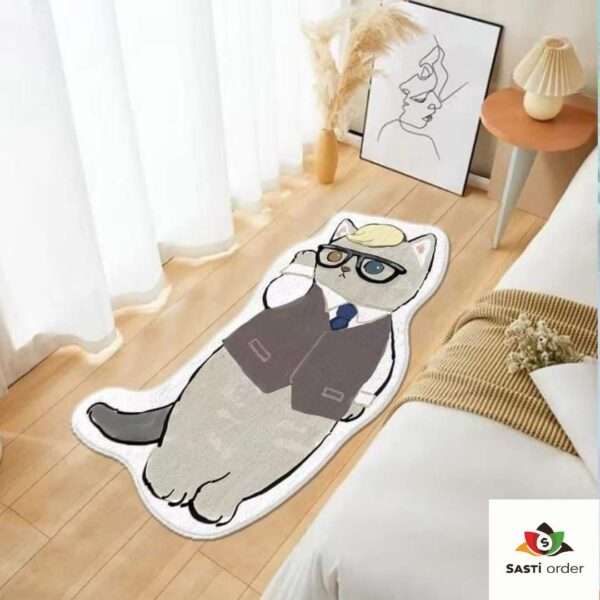 Big Cartoon Cat Living Mat featuring a playful oversized cat design, perfect for kids' rooms.