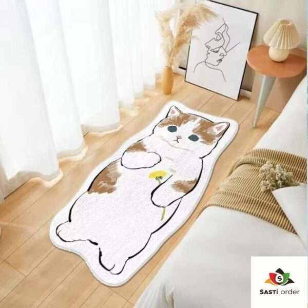 Big Cartoon Cat Living Mat featuring a playful oversized cat design, perfect for kids' rooms.
