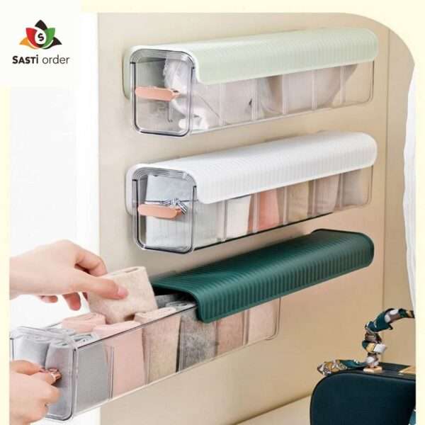 5 Slot Socks Organizer designed to neatly store and categorize socks, featuring five separate slots for easy access.