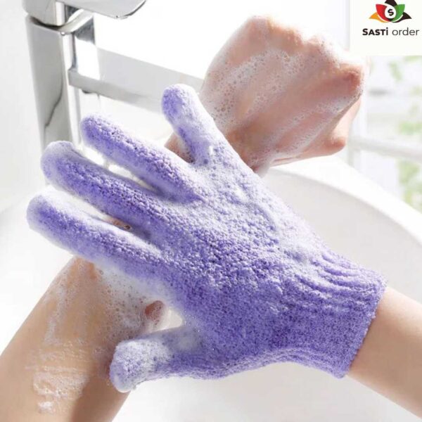 Pair of Exfoliating Gloves designed for gentle skin exfoliation, featuring a textured surface for effective dead skin removal.