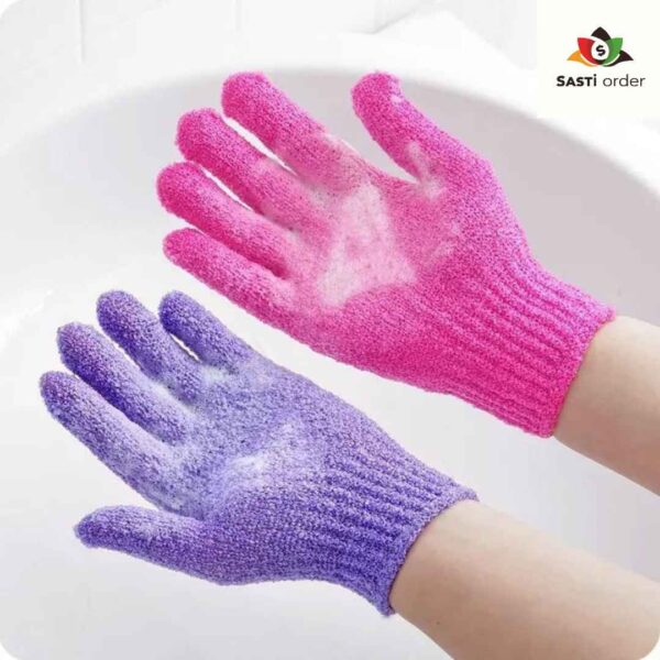 Pair of Exfoliating Gloves designed for gentle skin exfoliation, featuring a textured surface for effective dead skin removal.