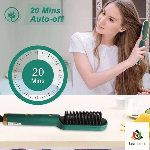 Hair Straightener Brush with ceramic bristles for smooth, frizz-free hair styling.