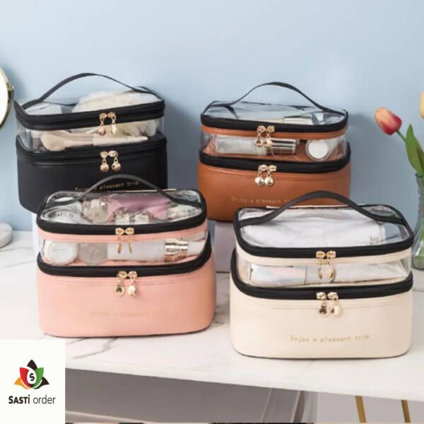 Double-layer cosmetic bag