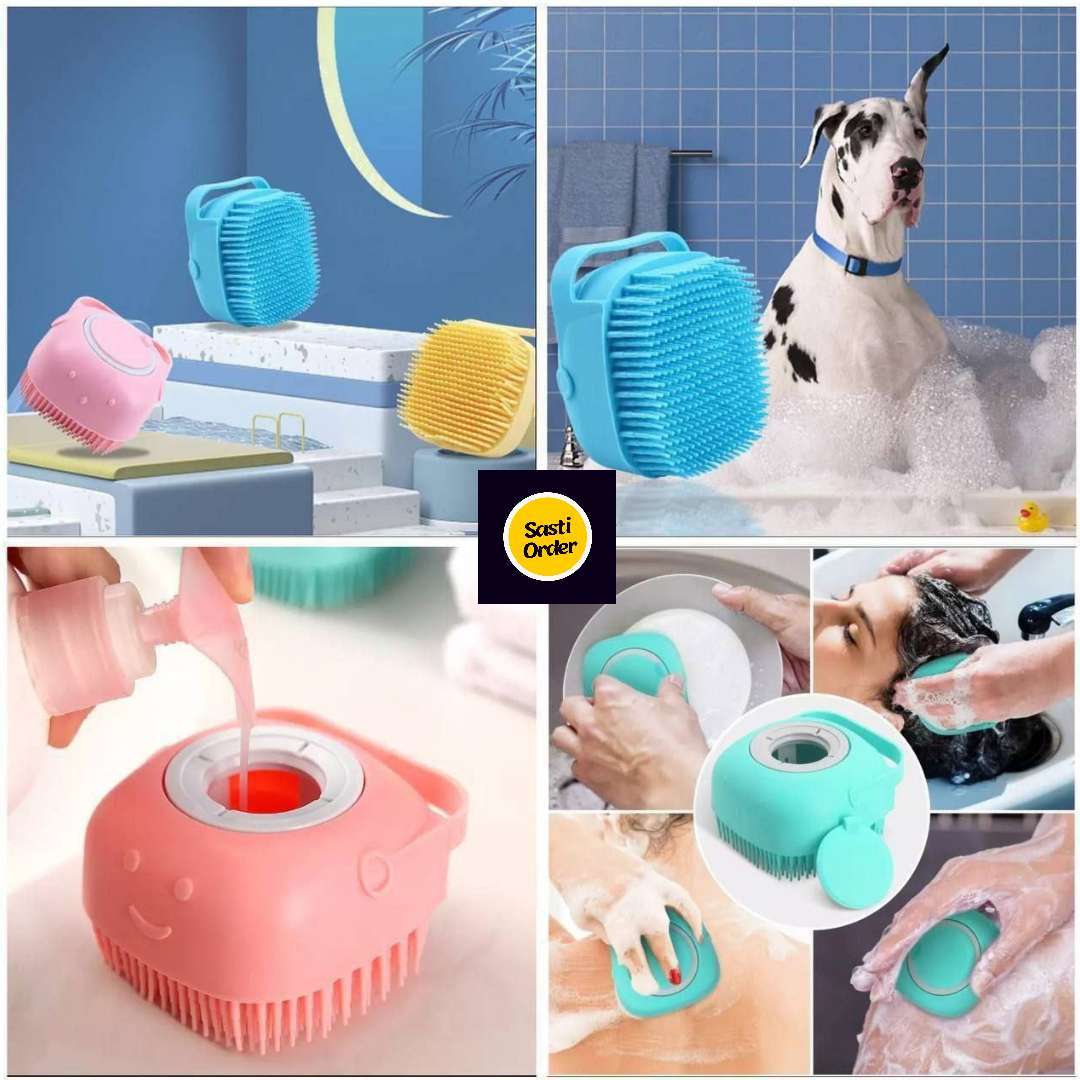 Silicone Massage Bath Brush with soft bristles, designed for gentle exfoliation and skin massage during showering.