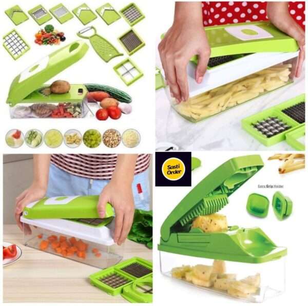 AK Ultimate 12 in 1 Multi-Purpose Vegetable and Fruit Chopper, Fruit Grater, Slicer Dicer, Chipper, Peeler | Hand Chopper, Cutter (Multicolor) Easy Cutting of Fruits Vegetables Chopper