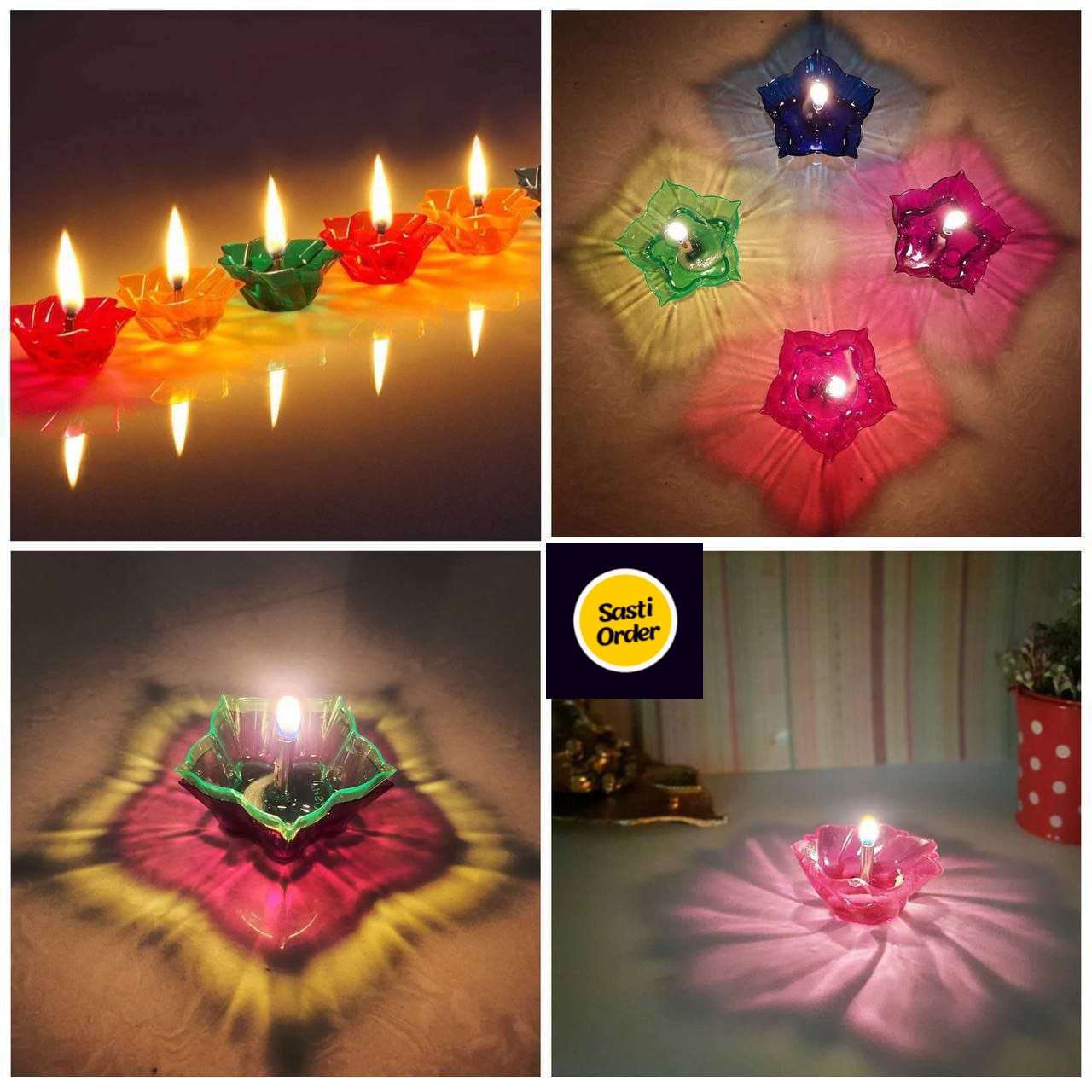 3D Reflection Diya with intricate design, creating beautiful light patterns for festive decor.