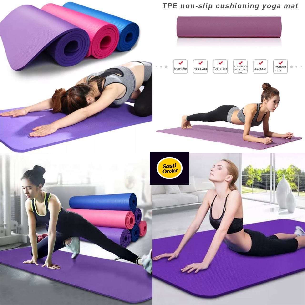 4mm yoga mat in a vibrant color with a textured, non-slip surface, ideal for yoga, Pilates, and fitness workouts.