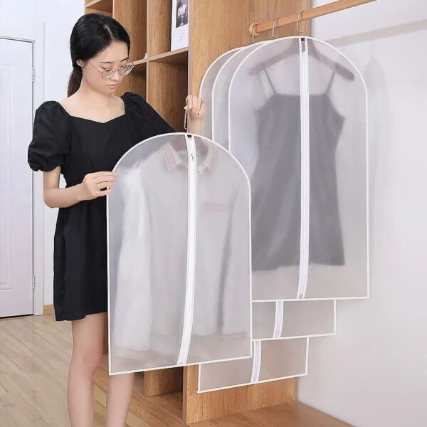 White Clear PVC Plastic Garment Bags With Zipper Suit Bag