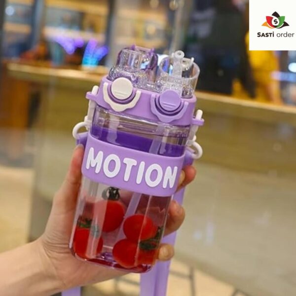 Double drinking straw water bottle