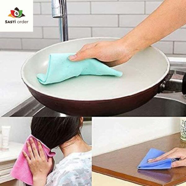 "Double Folded Magic Towel displayed in a compact form next to a full-sized towel after being wet, showcasing its quick-dry microfiber material and versatility for travel and everyday use."