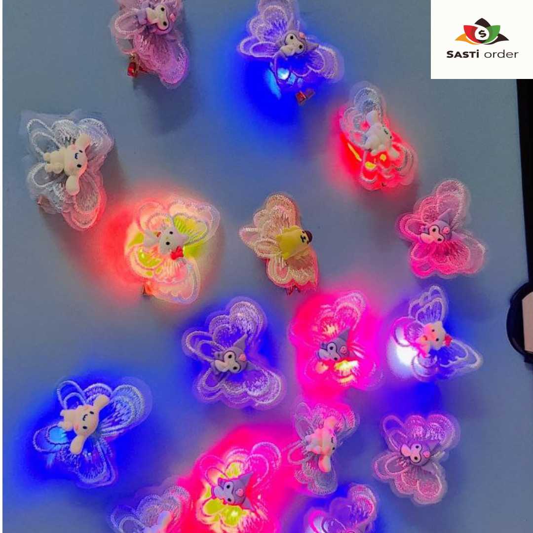A beautiful LED Butterfly Hair Clip with glowing lights and a charming butterfly design, perfect for adding a magical touch to hairstyles.