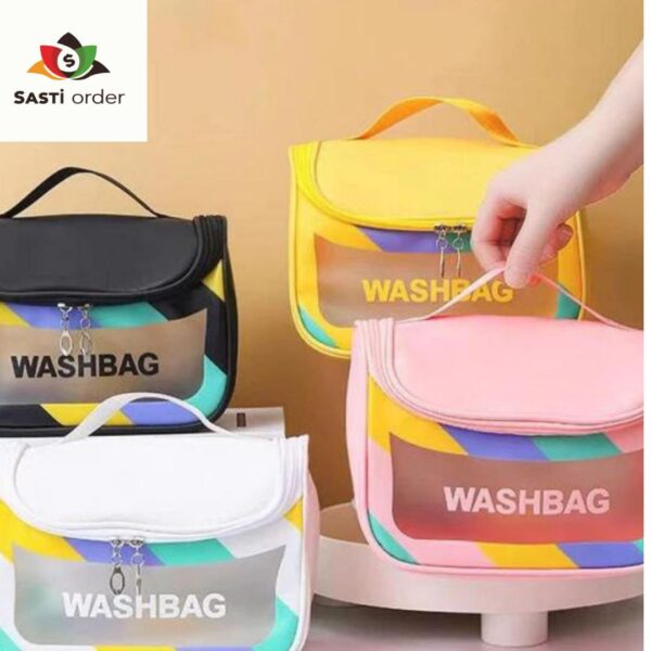 Colourful transparent portable cosmetic travel washbag