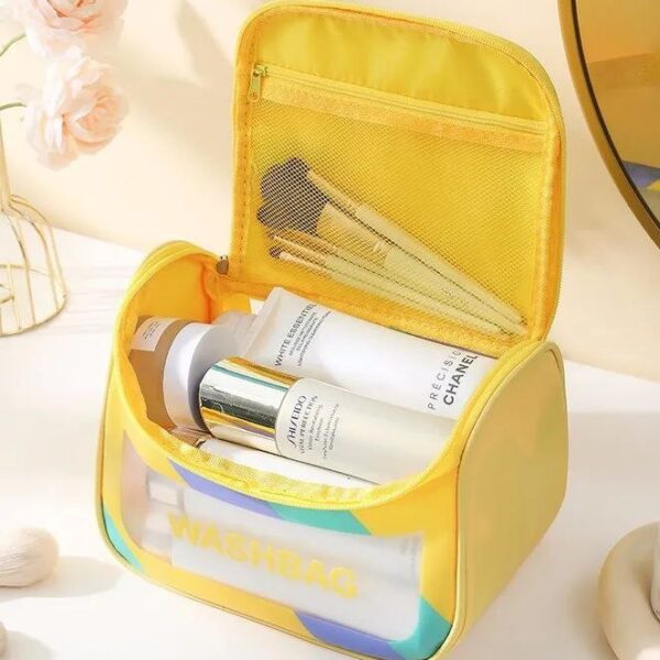 Colourful transparent portable cosmetic travel washbag