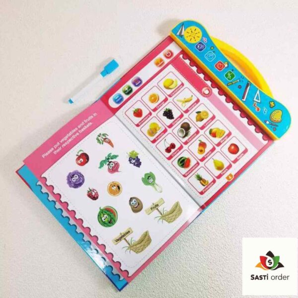 "Colorful interactive early learning toy for kids, featuring bright buttons, shapes, and voice prompts to teach counting, letters, and problem-solving skills, designed for toddlers and preschoolers in safe, durable, non-toxic materials."