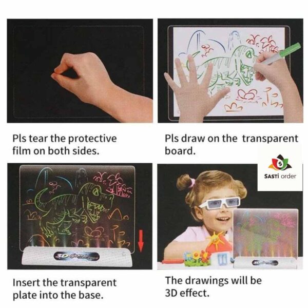 "Fun Drawing Pad Board featuring a smooth, erasable surface, colorful markers, and a portable design for kids to express their creativity through drawing and doodling."