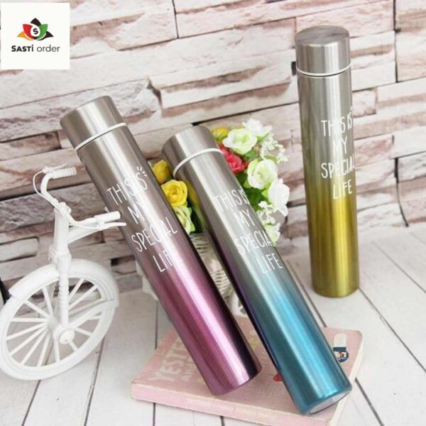"Gradient stainless steel thermal bottle by Wincy Casa, 24cm, designed for hot and cold beverages"