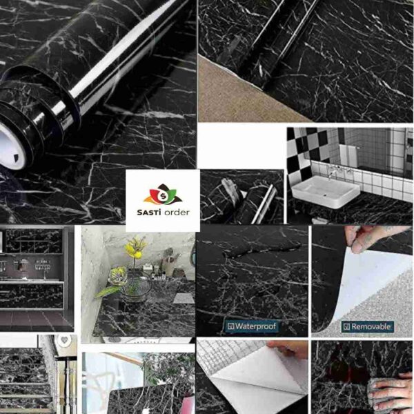 Waterproof oil proof marble sticker designed for stylish and elegant home decor, featuring a realistic marble pattern.