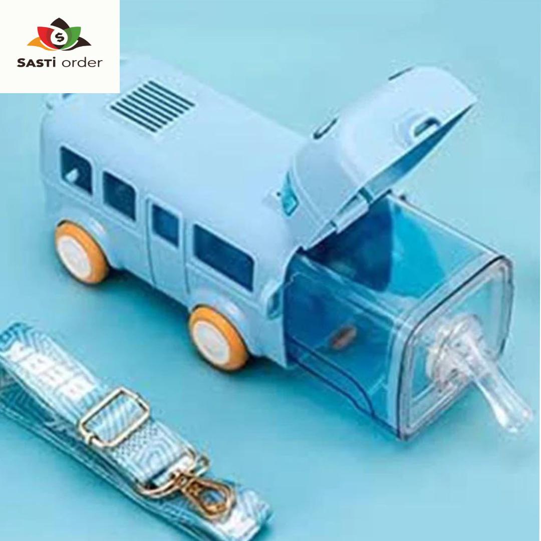 Baby bus shape children water cup with ergonomic handles and a colorful, playful design for kids.