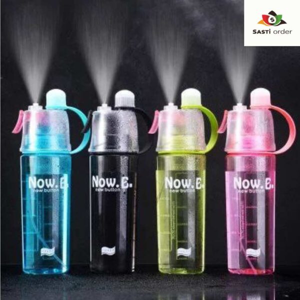 "Multipurpose spray water bottle with an adjustable nozzle for misting or streaming, perfect for hydration and cleaning."