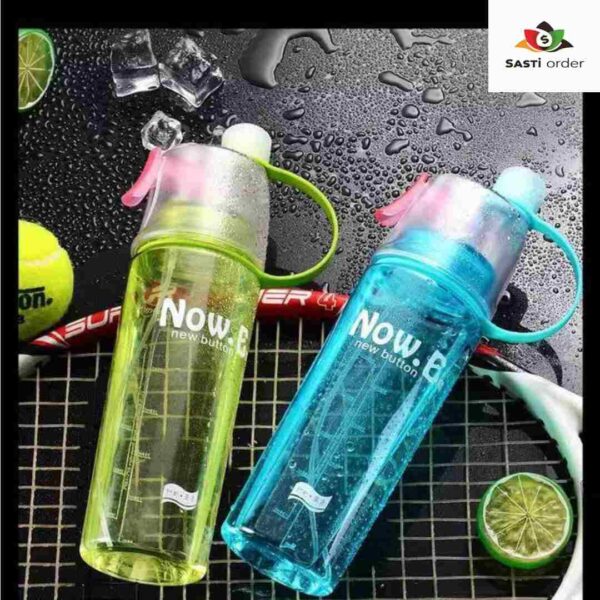 "Multipurpose spray water bottle with an adjustable nozzle for misting or streaming, perfect for hydration and cleaning."