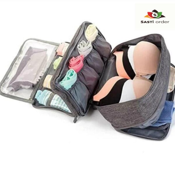 "Multifunctional portable cosmetic makeup case with multiple compartments for organizing beauty products and tools."