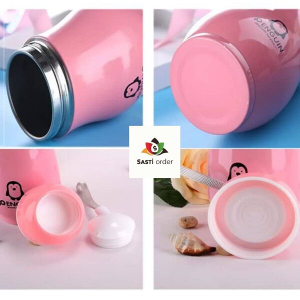 "Penguin Thermos Water Bottle with double-wall insulation and a cute penguin design for keeping beverages hot or cold."