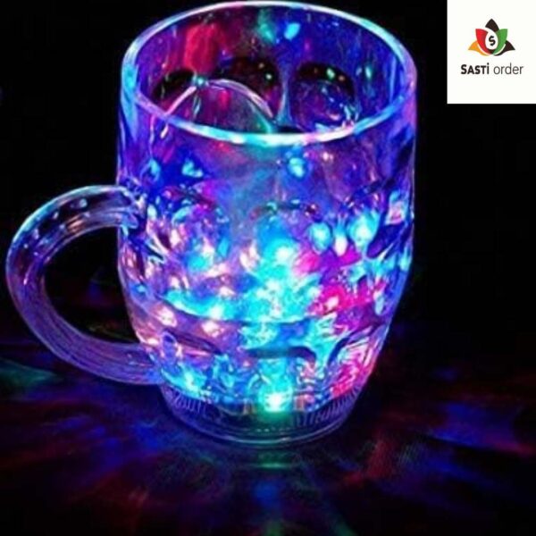 LED Magic Colour Cup illuminating drinks with vibrant, changing colors, designed for parties and celebrations, made from durable, food-safe materials.