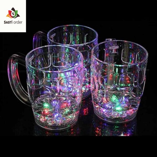LED Magic Colour Cup illuminating drinks with vibrant, changing colors, designed for parties and celebrations, made from durable, food-safe materials.