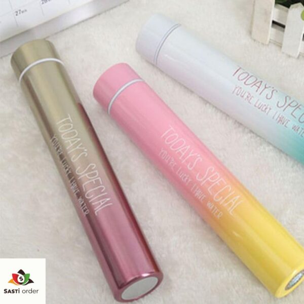 "Gradient stainless steel thermal bottle by Wincy Casa, 24cm, designed for hot and cold beverages"