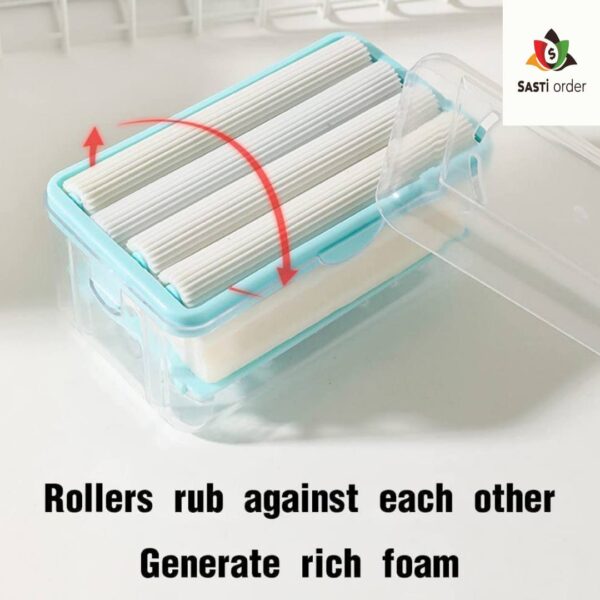 "Soap foaming box for creating rich lather from bar soap"