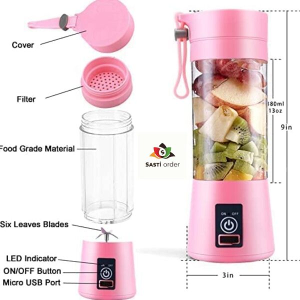 "6 Blade Portable USB Juicer for making smoothies and juices on the go"